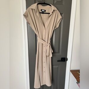 DKNY Tan Button-Up Dress